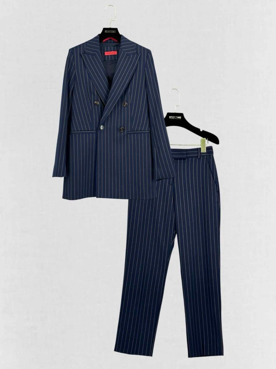 Pre - loved MAX & CO Navy Blue & Beige Striped Size US 0 Outfit Set at Reems Closet