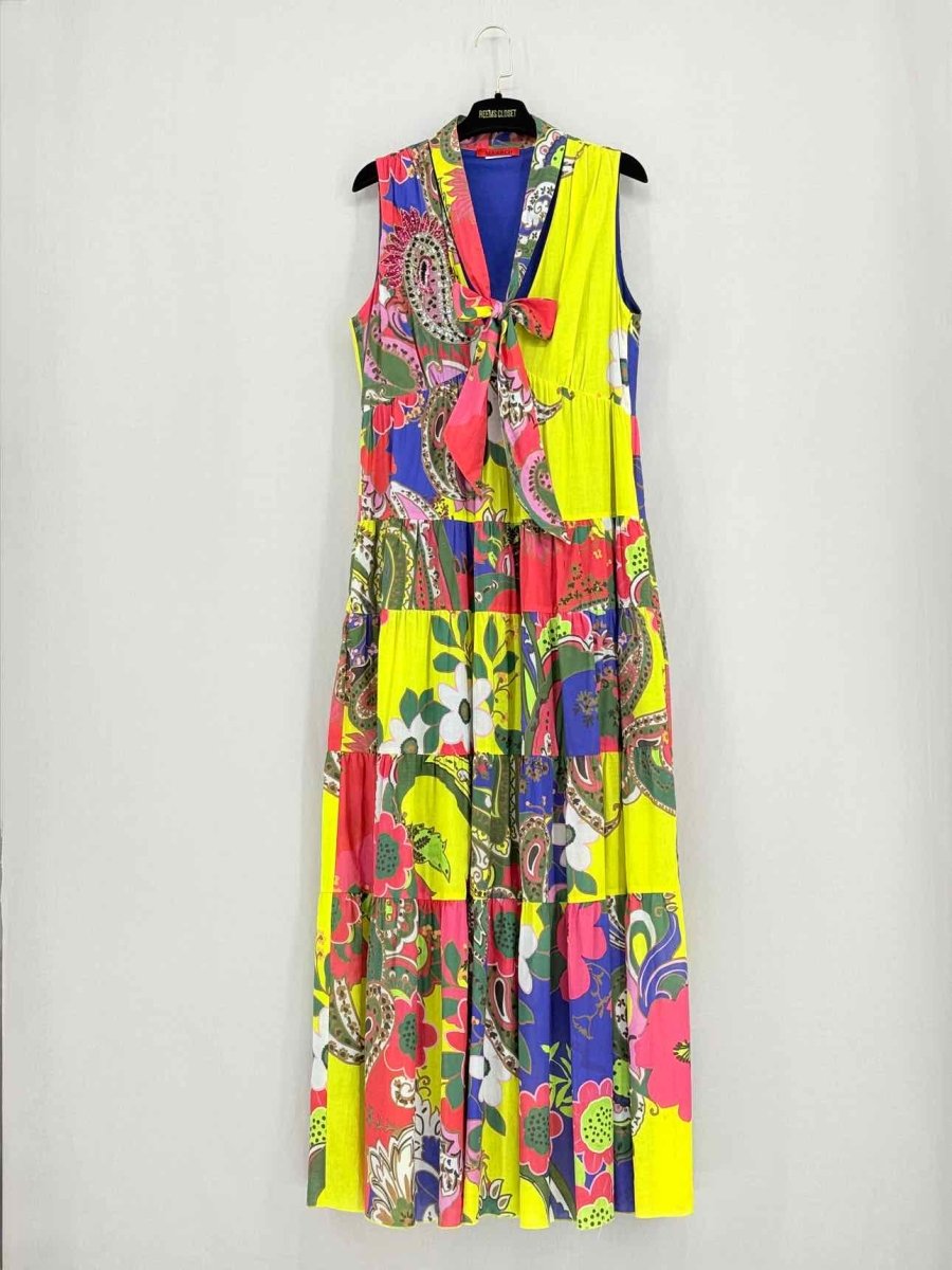 Pre - loved MAX & CO Yellow Multicolor Size Medium Midi Dress at Reems Closet