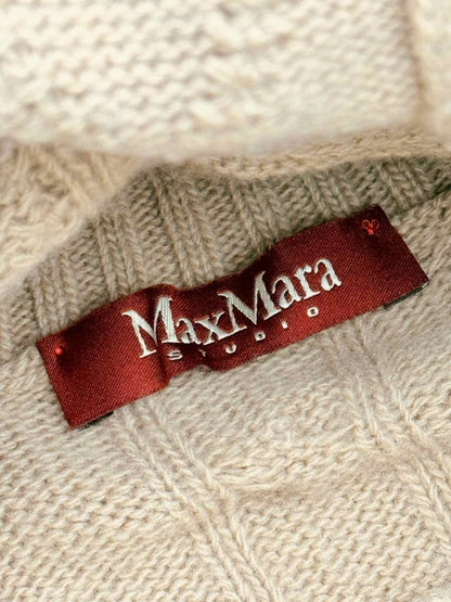 Pre-loved MAX MARA Beige Cable Knit Size Medium Midi Dress at Reems Closet