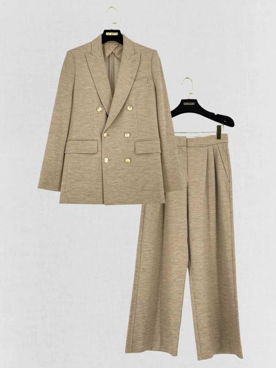 Pre - loved MAX MARA Beige Size US 2 Jacket & Pants Outfit at Reems Closet