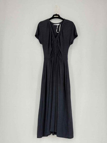 Pre - loved MAX MARA Black Ruched Size XSmall Midi Dress at Reems Closet