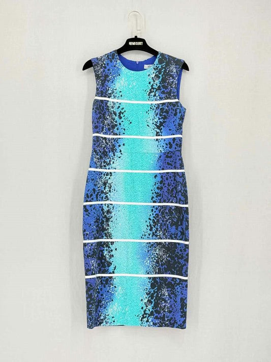 Pre-loved MAX MARA Blue Multicolor Size US 6 Knee Length Dress at Reems Closet