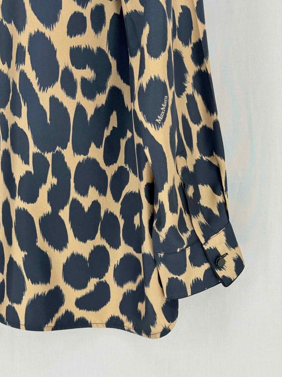 Pre - loved MAX MARA Brown & Black Leopard Print Size US 12 Shirt at Reems Closet