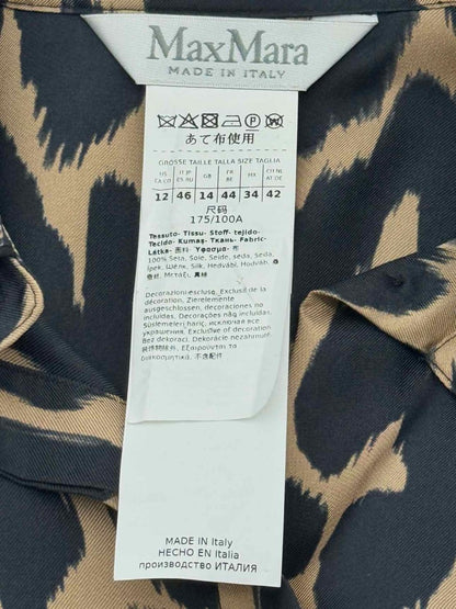 Pre - loved MAX MARA Brown & Black Leopard Print Size US 12 Shirt at Reems Closet