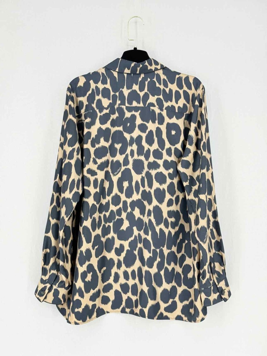Pre - loved MAX MARA Brown & Black Leopard Print Size US 12 Shirt at Reems Closet