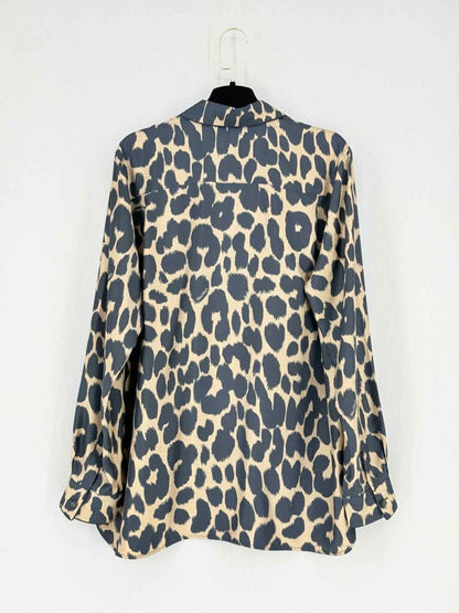 Pre - loved MAX MARA Brown & Black Leopard Print Size US 12 Shirt at Reems Closet
