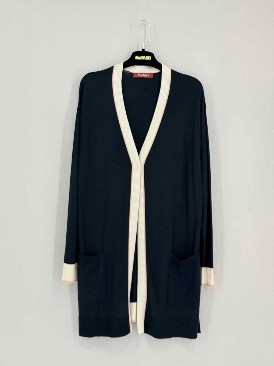 Pre-loved MAX MARA Navy Blue w/ Beige Size Medium Twinset at Reems Closet