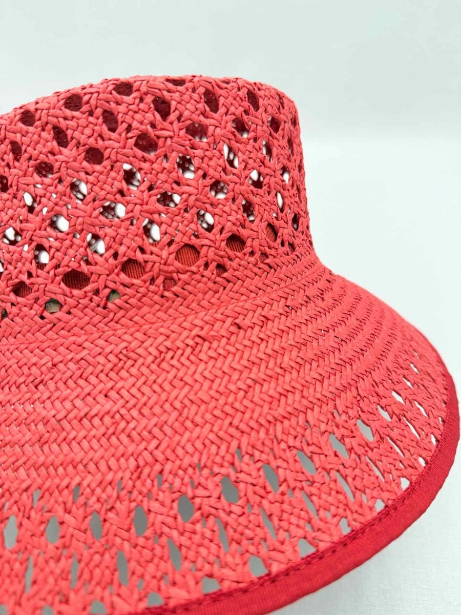 Pre-loved MAX MARA Red Perforated Bucket Hat at Reems Closet