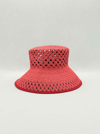Pre-loved MAX MARA Red Perforated Bucket Hat at Reems Closet