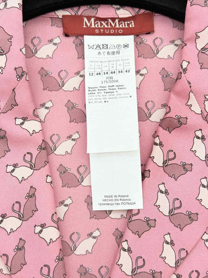 Pre - loved MAX MARA STUDIO Alpe Pink Animal Print Size US 12 Shirt at Reems Closet