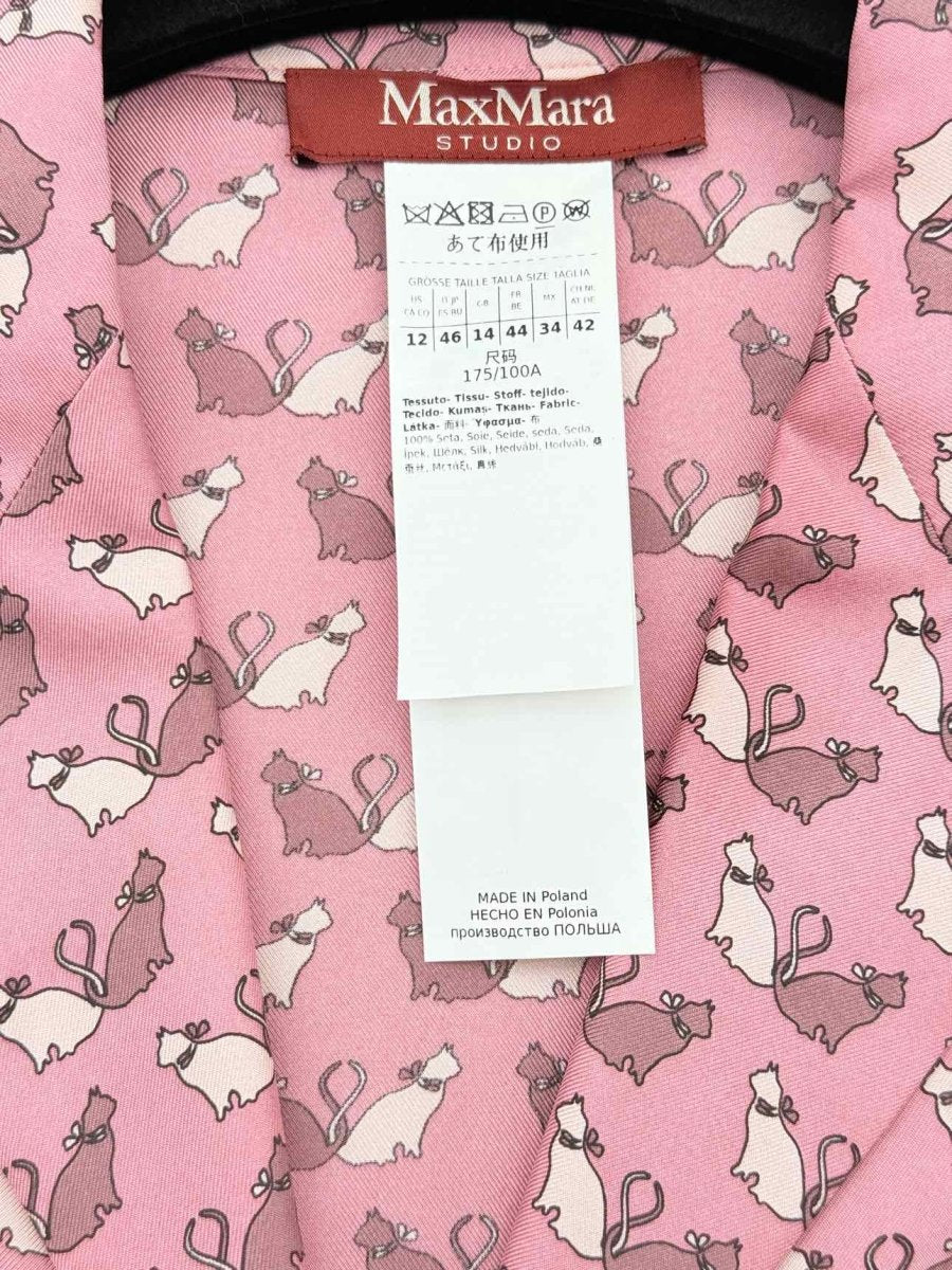 Pre - loved MAX MARA STUDIO Alpe Pink Animal Print Size US 12 Shirt at Reems Closet