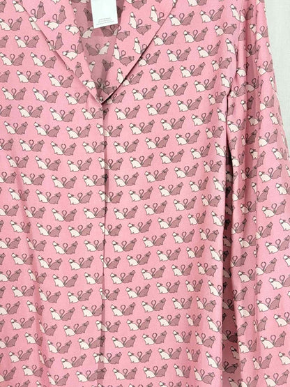 Pre - loved MAX MARA STUDIO Alpe Pink Animal Print Size US 12 Shirt at Reems Closet
