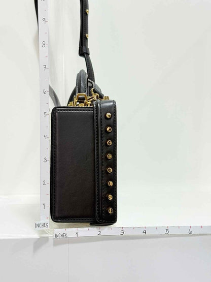 Pre - loved MCM Berline Visetos Box White & Black Crossbody at Reems Closet