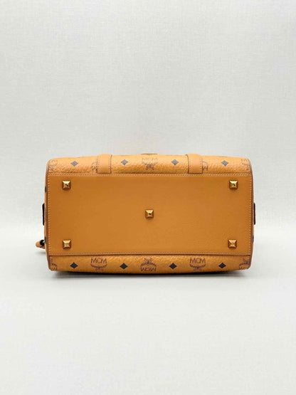 Pre-loved MCM Boston Brown Monogram Top Handle at Reems Closet