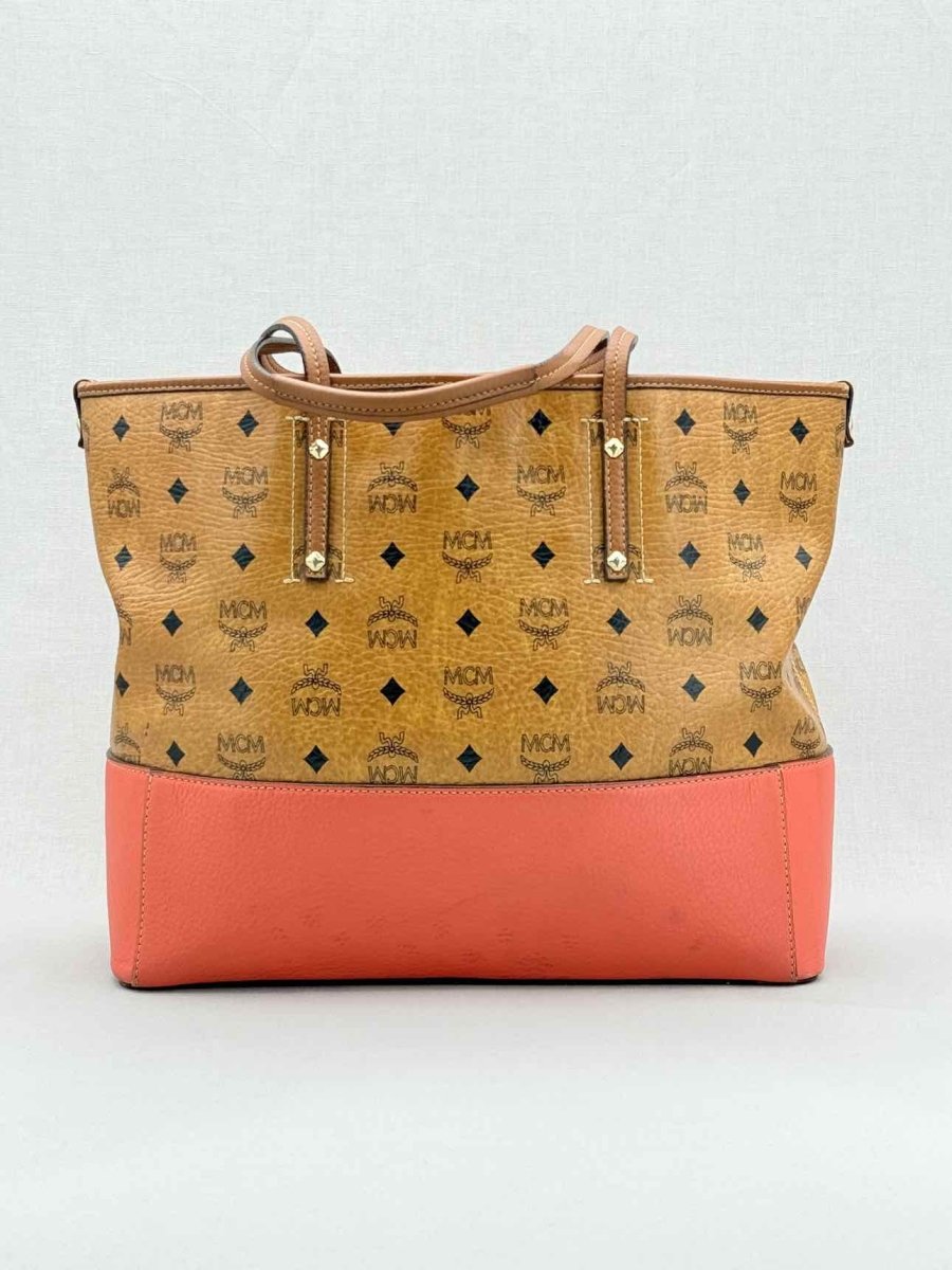 Pre - loved MCM Cognac & Orange Logo Shoulder Bag at Reems Closet