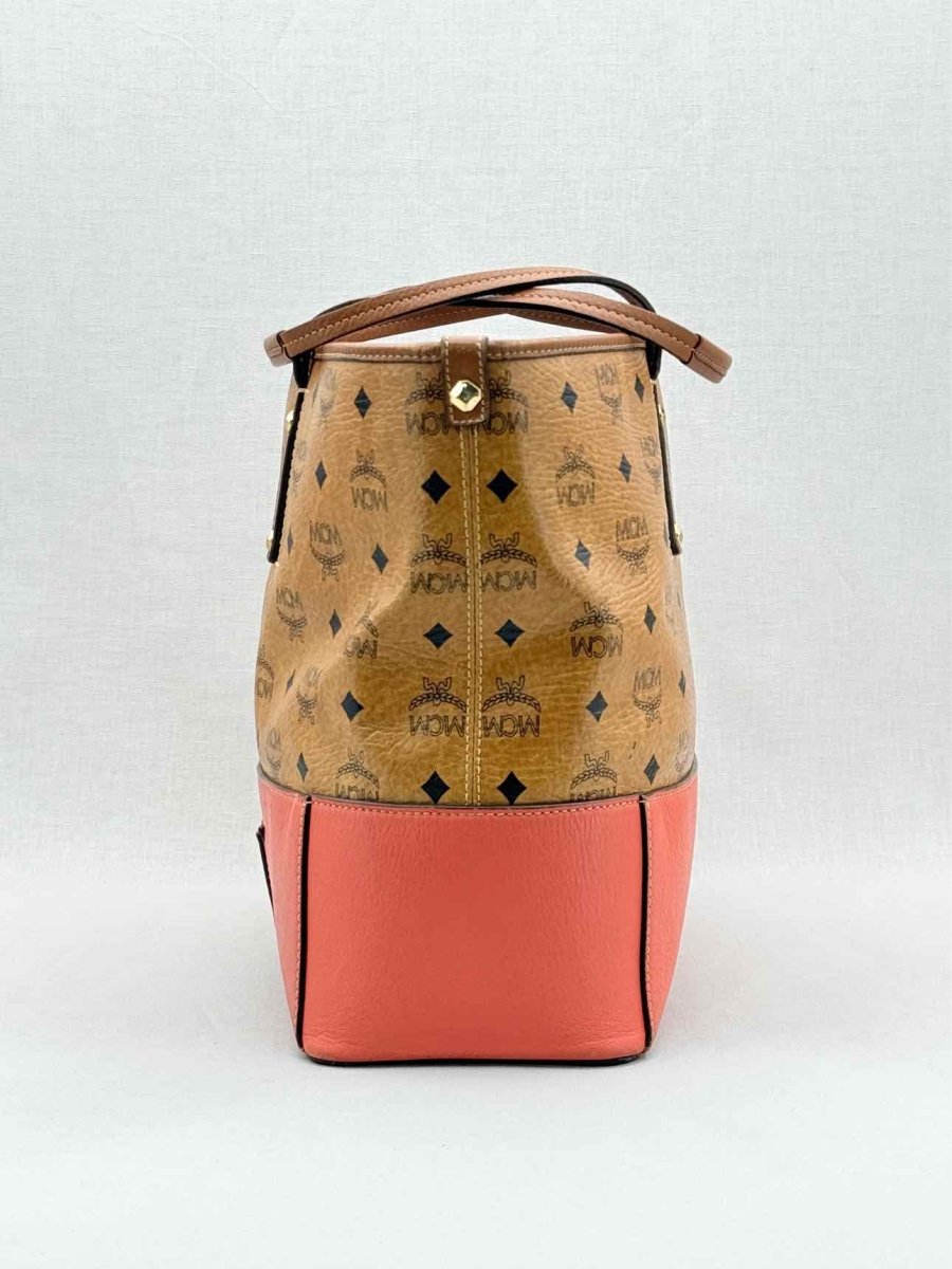 Pre - loved MCM Cognac & Orange Logo Shoulder Bag at Reems Closet