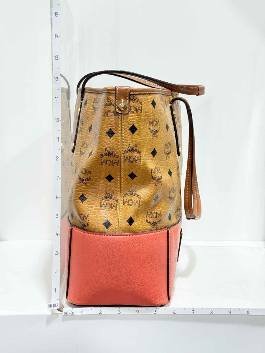 Pre - loved MCM Cognac & Orange Logo Shoulder Bag at Reems Closet