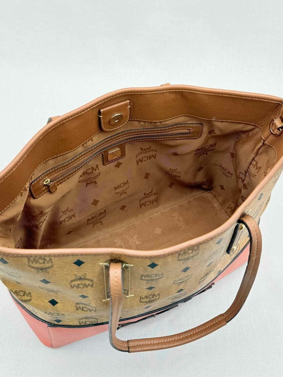 Pre - loved MCM Cognac & Orange Logo Shoulder Bag at Reems Closet