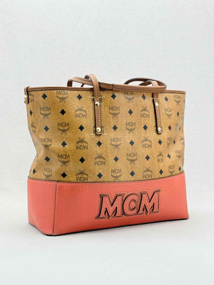 Pre - loved MCM Cognac & Orange Logo Shoulder Bag at Reems Closet