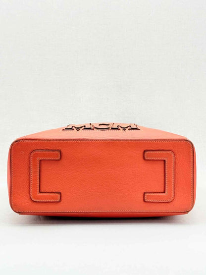 Pre - loved MCM Cognac & Orange Logo Shoulder Bag at Reems Closet