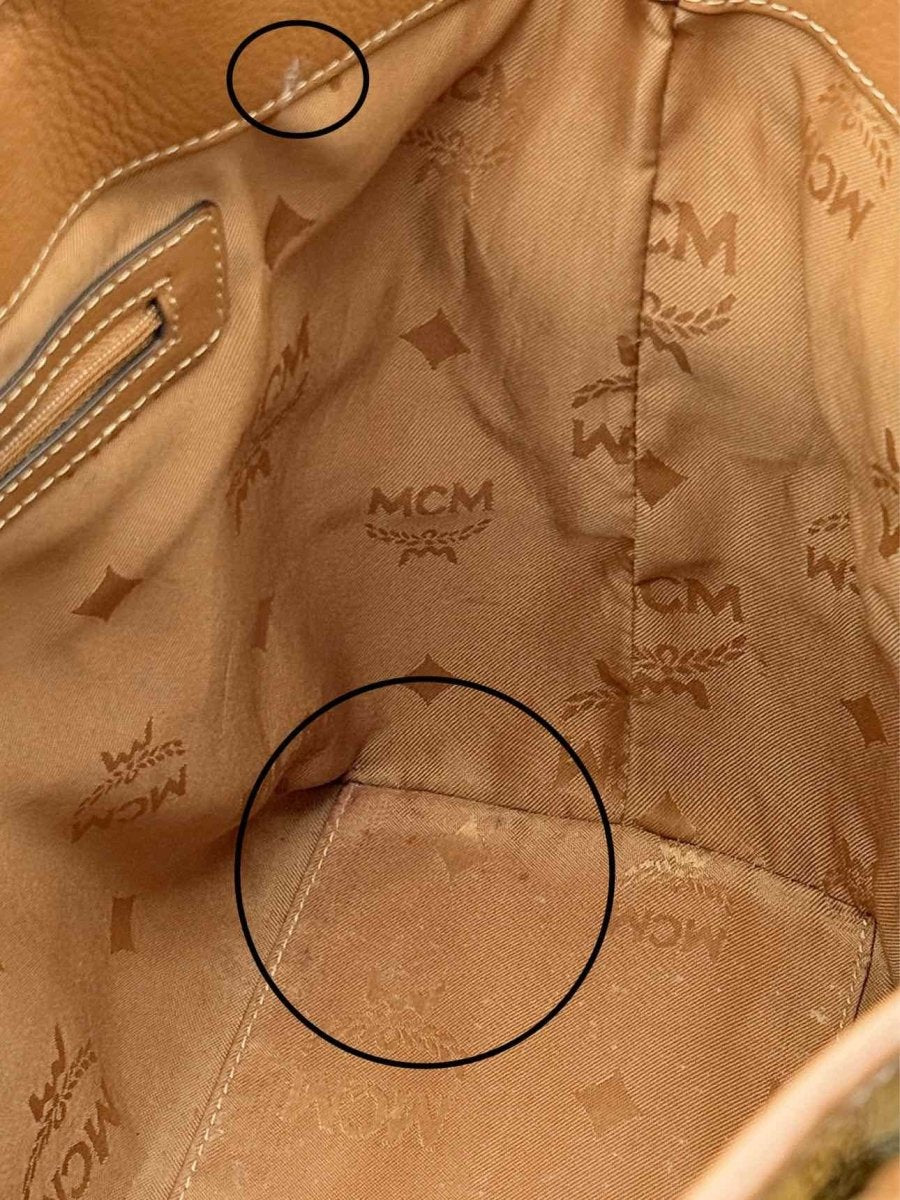 Pre - loved MCM Cognac & Orange Logo Shoulder Bag at Reems Closet