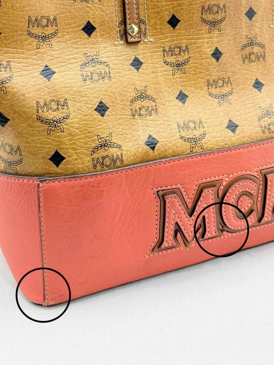 Pre - loved MCM Cognac & Orange Logo Shoulder Bag at Reems Closet