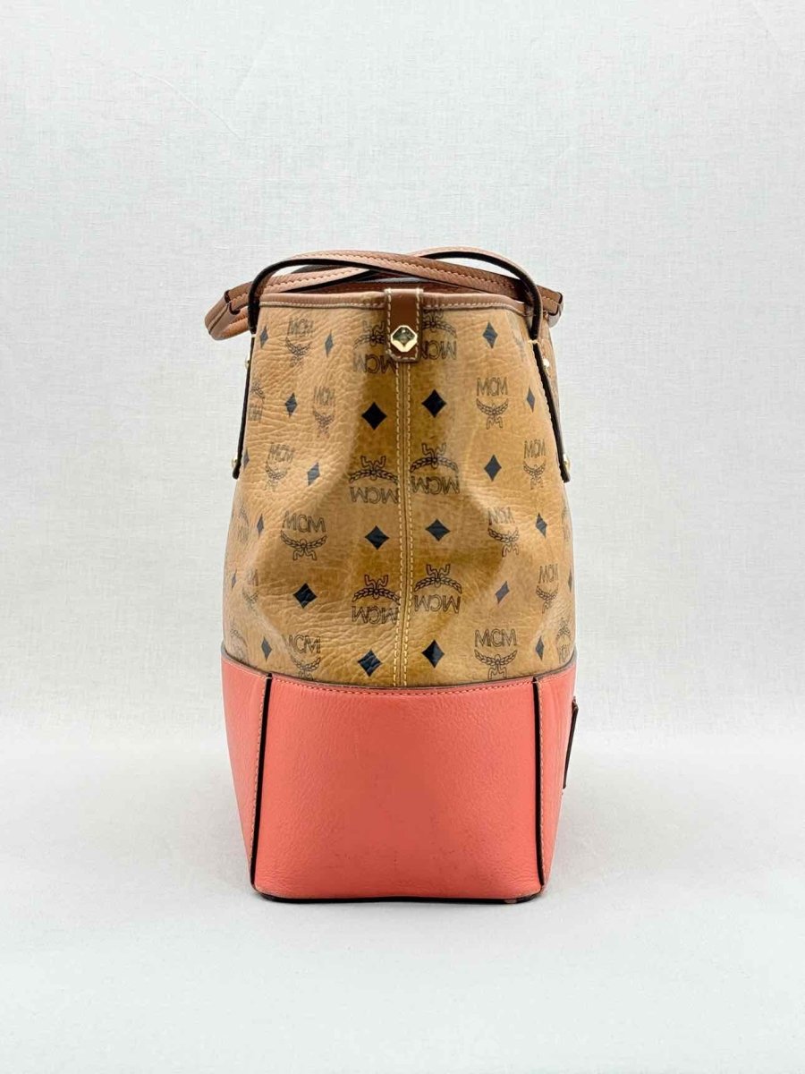 Pre - loved MCM Cognac & Orange Logo Shoulder Bag at Reems Closet