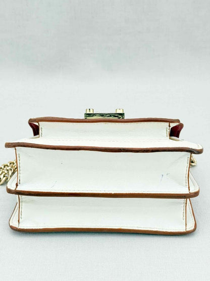 Pre - loved MCM Tracy White, Beige & Red Monogram Top Handle at Reems Closet