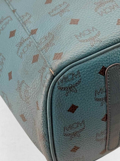 Pre - loved MCM Visetos Revesible Shopper Blue & Black Tote Bag at Reems Closet