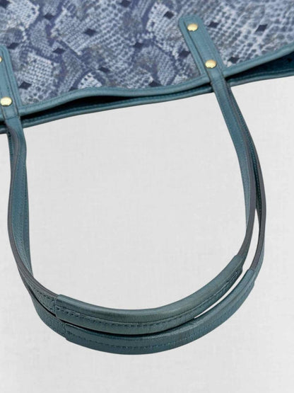 Pre - loved MCM Visetos Revesible Shopper Blue & Black Tote Bag at Reems Closet