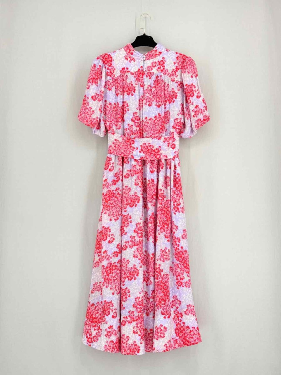 Pre - loved ME+EM Purple & Red Print Size US 10 Midi Dress at Reems Closet