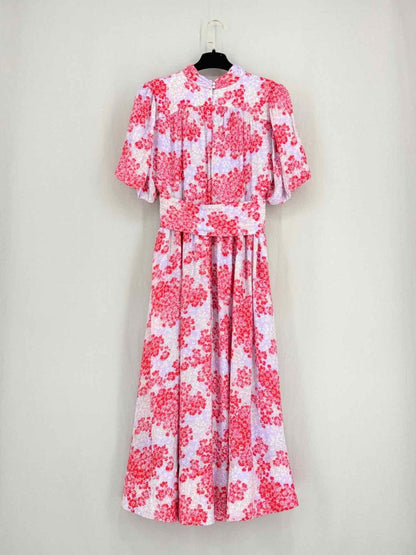 Pre - loved ME+EM Purple & Red Print Size US 10 Midi Dress at Reems Closet