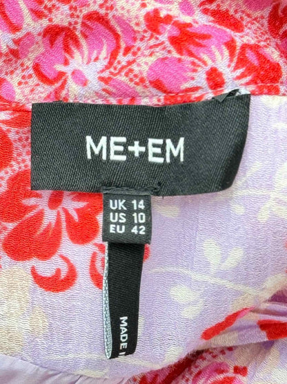 Pre - loved ME+EM Purple & Red Print Size US 10 Midi Dress at Reems Closet