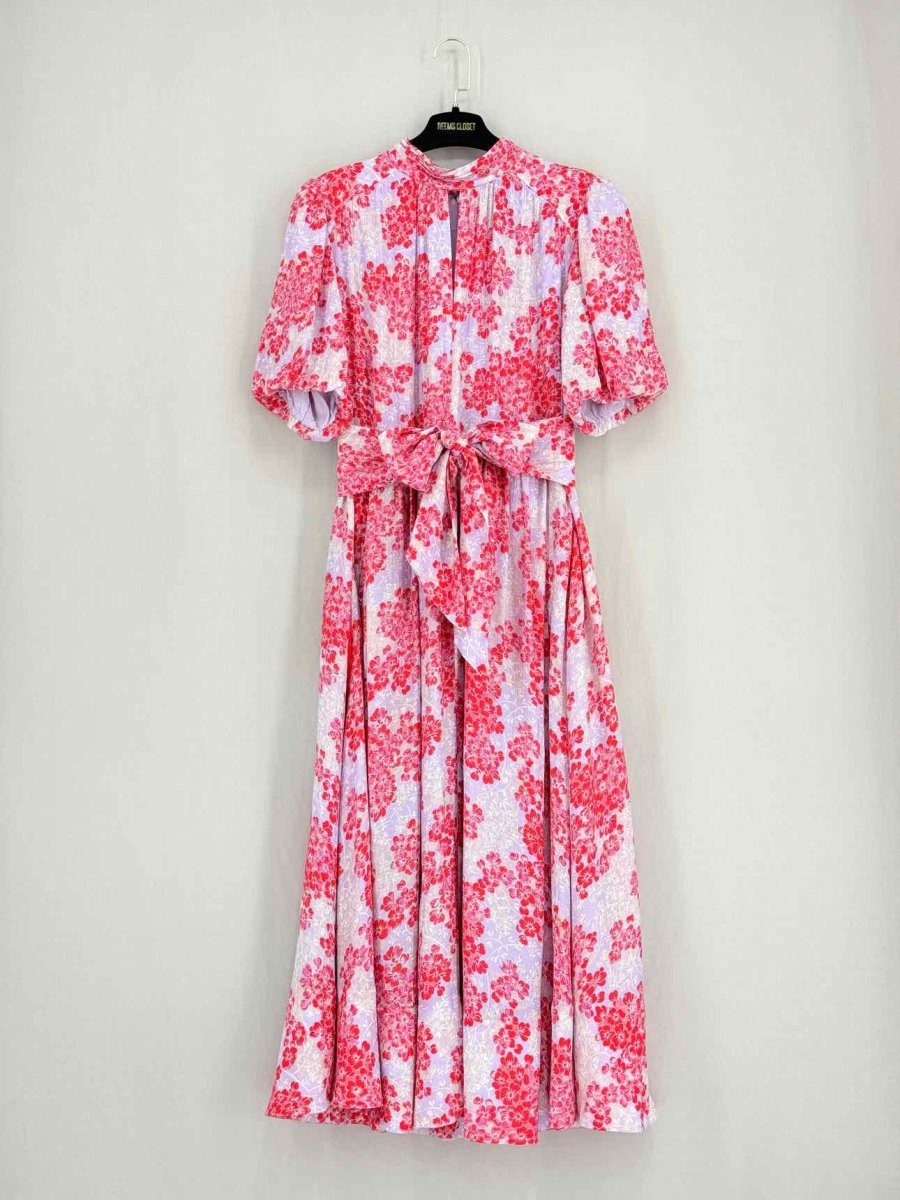 Pre - loved ME+EM Purple & Red Print Size US 10 Midi Dress at Reems Closet