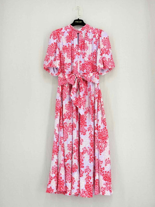 Pre - loved ME+EM Purple & Red Print Size US 10 Midi Dress at Reems Closet