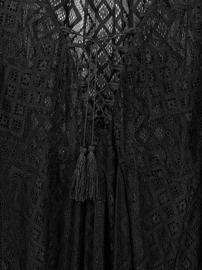 Pre-loved MELISSA ODABASH Black Lace Size Medium Coverup at Reems Closet
