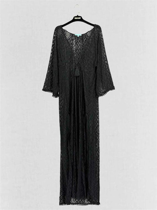Pre-loved MELISSA ODABASH Black Lace Size Medium Coverup at Reems Closet