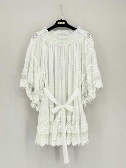 Pre-loved MELISSA ODABASH White Lace Size Medium Coverup at Reems Closet