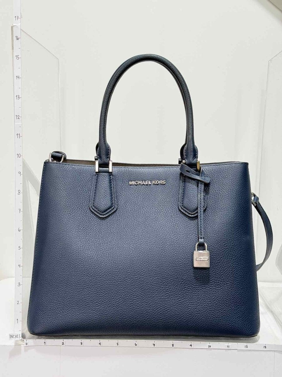 Pre - loved MICHAEL KORS Adele Navy Blue Satchel at Reems Closet