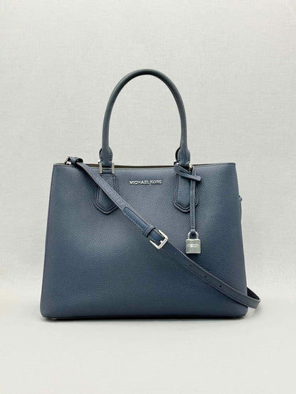 Pre - loved MICHAEL KORS Adele Navy Blue Satchel at Reems Closet