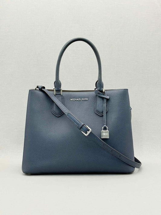 Pre - loved MICHAEL KORS Adele Navy Blue Satchel at Reems Closet