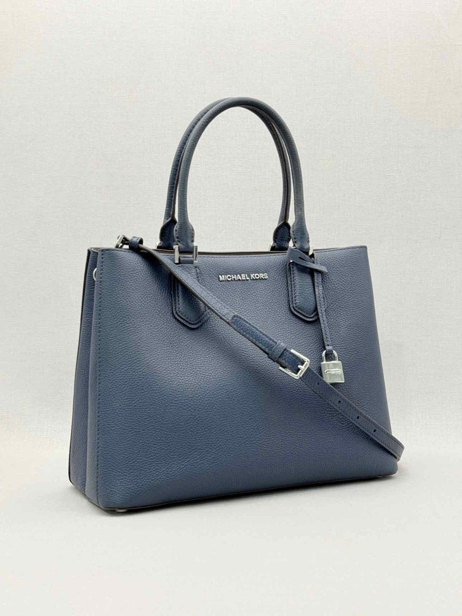 Pre - loved MICHAEL KORS Adele Navy Blue Satchel at Reems Closet