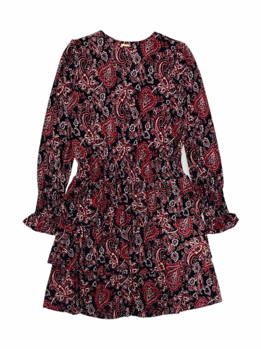 Pre-loved MICHAEL KORS Black & Burgundy Paisley Mini Dress from Reems Closet