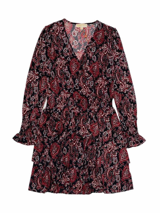 Pre-loved MICHAEL KORS Black & Burgundy Paisley Mini Dress from Reems Closet