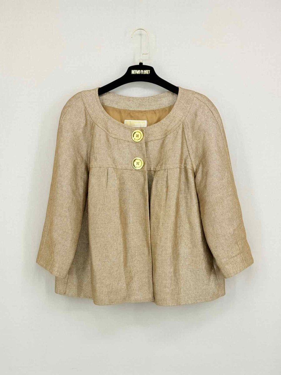 Pre - loved MICHAEL KORS Metallic Gold Size Large Jacket at Reems Closet
