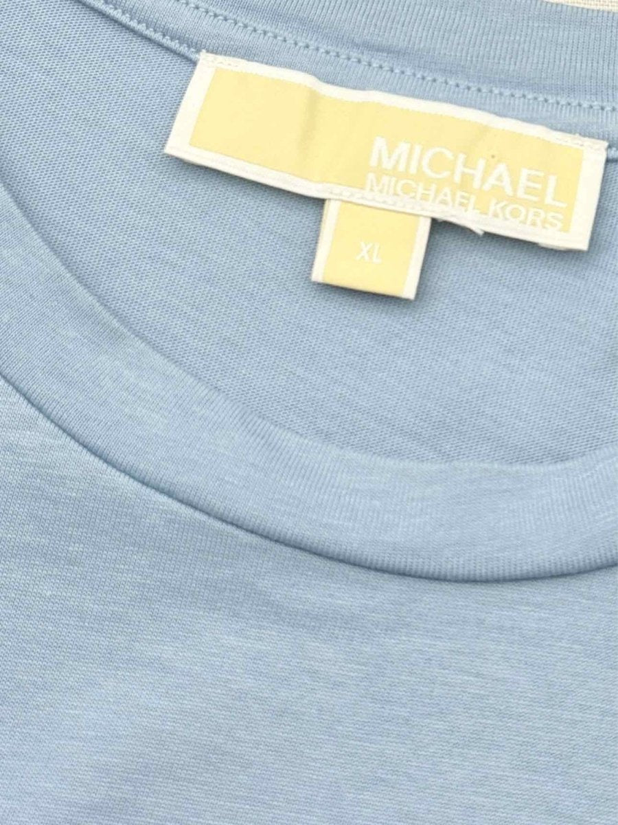Pre-loved MICHAEL KORS Pale Blue Logo Print Size XLarge T-shirt at Reems Closet