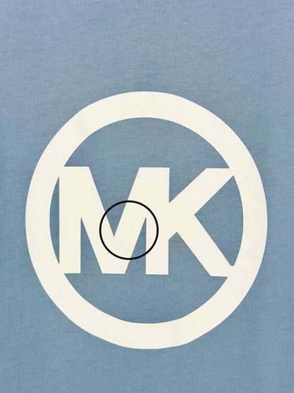 Pre-loved MICHAEL KORS Pale Blue Logo Print Size XLarge T-shirt at Reems Closet