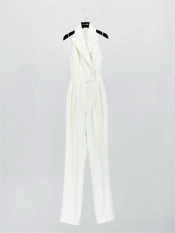 Pre-loved MICHAEL KORS Tuxedo White Size US 0 Jumpsuit at Reems Closet