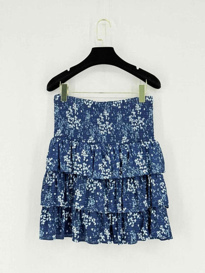 Pre - loved MICHAEL MICHAEL KORS Blue Printed Size Small Mini Skirt at Reems Closet