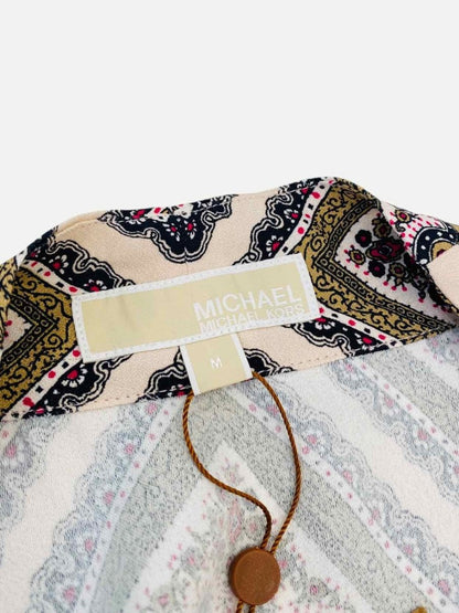 Pre - loved MICHAEL MICHAEL KORS Wrap Cream Multicolor Printed Top at Reems Closet